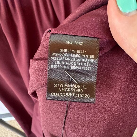 Halston Heritage Wine Red Flare Sleeve V-Neck Babydoll Mini Dress Size 2 - Picture 6 of 9